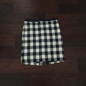 Buffalo Plaid Pencil Skirt Navy J. Crew size  6